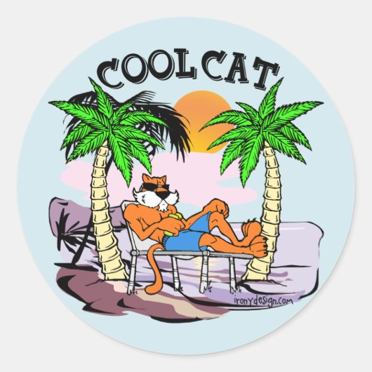 Sticker Rond Chat cool (Devant)