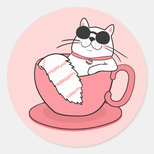 Sticker Rond Chat cool (Devant)