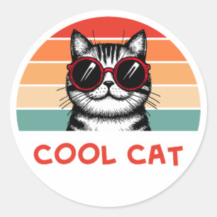 Sticker Rond Chat cool 2