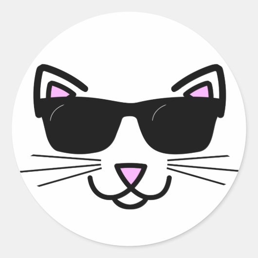 Sticker Rond Chat cool avec lunettes de soleil (Devant)