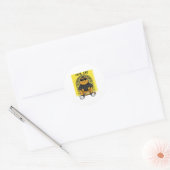 Sticker Rond Chat cool avec lunettes de soleil et un pull (Enveloppe)