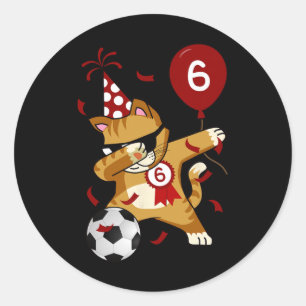Sticker Rond Chat cool en train de daber Football 5ème annivers