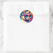 Sticker Rond Chat Cool rétro (Sac)
