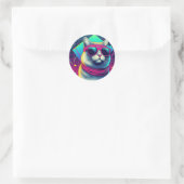 Sticker Rond Chat Cool rétro (Sac)