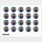 Sticker Rond Chat Cool rétro (Feuille)