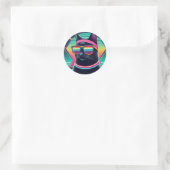 Sticker Rond Chat Cool rétro (Sac)
