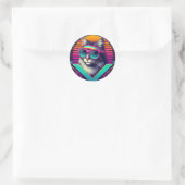 Sticker Rond Chat Cool rétro (Sac)