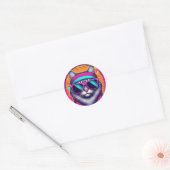 Sticker Rond Chat Cool rétro (Enveloppe)