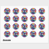 Sticker Rond Chat Cool rétro (Feuille)