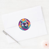 Sticker Rond Chat Cool rétro (Enveloppe)