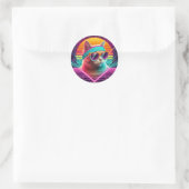 Sticker Rond Chat Cool rétro (Sac)