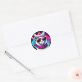 Sticker Rond Chat Cool rétro (Enveloppe)
