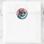 Sticker Rond Chat Cool rétro (Sac)