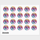 Sticker Rond Chat Cool rétro (Feuille)