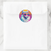 Sticker Rond Chat Cool rétro (Sac)