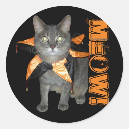 Sticker Rond Chat Costume Meow (Devant)