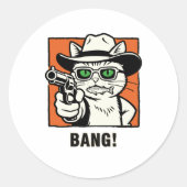 Sticker Rond Chat Cowboy (Devant)