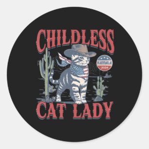 Sticker Rond Chat Cowboy Sans Enfant Dame De Chat Pour L'Électi