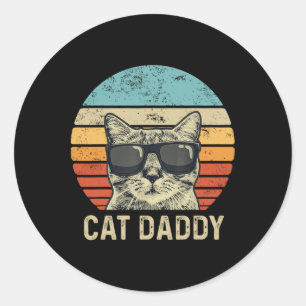 Sticker Rond Chat Daddy Retro Chat Sungles Cool Chat Papa Cadea