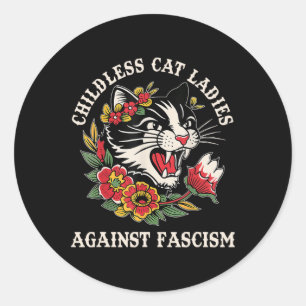 Sticker Rond Chat Dames Contre Le Fascisme Drôle Chat Feministe
