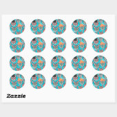 Sticker Rond Chat dans le casquette (Feuille)