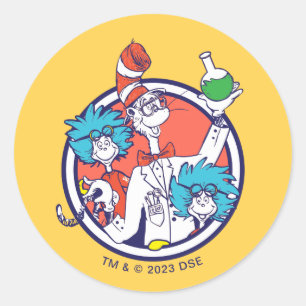 Sticker Rond Chat dans le Casquette & Lab Tech One Lab Tech Two