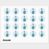 Sticker Rond Chat dans le chapeau en lecture (Feuille)