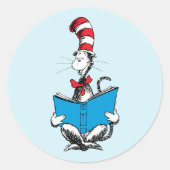 Sticker Rond Chat dans le chapeau en lecture (Devant)