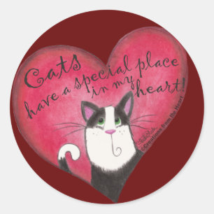 Sticker Rond Chat dans le coeur