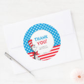 Sticker Rond Chat dans le Merci du Baby shower Casquette (Enveloppe)