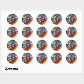 Sticker Rond Chat dans l'espace (Feuille)