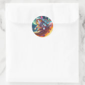 Sticker Rond Chat dans l'espace (Sac)
