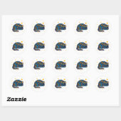 Sticker Rond Chat d'art populaire en bleu (Feuille)