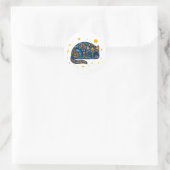 Sticker Rond Chat d'art populaire en bleu (Sac)