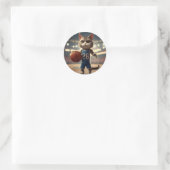 Sticker Rond Chat de basket-ball, (Sac)