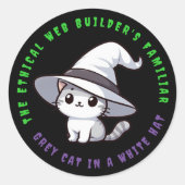 Sticker Rond Chat de Casquette blanc familier de Funny Ethical  (Devant)