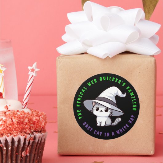 Sticker Rond Chat de Casquette blanc familier de Funny Ethical  (Fête)