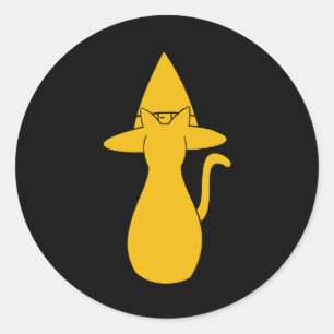 Sticker Rond Chat de cuisine en silhouette orange d'Halloween a