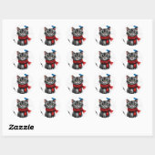 Sticker Rond Chat de dessin animé mignon (Feuille)