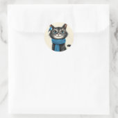 Sticker Rond Chat de dessin animé mignon (Sac)
