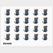 Sticker Rond Chat de dessin animé mignon (Feuille)