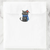 Sticker Rond Chat de dessin animé mignon (Sac)