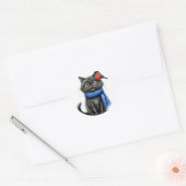 Sticker Rond Chat de dessin animé mignon (Enveloppe)