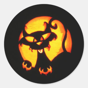 Sticker Rond chat de Halloween