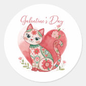 Sticker Rond Chat de la Journée des Galentines (Devant)