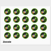 Sticker Rond Chat de la Saint Patrick (Feuille)
