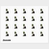 Sticker Rond Chat de la Saint-Patrick Leprechaun Trèfle Chat Ch (Feuille)