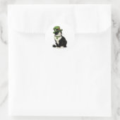 Sticker Rond Chat de la Saint-Patrick Leprechaun Trèfle Chat Ch (Sac)