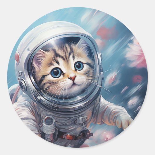 Sticker Rond Chat de l'espace (Devant)