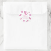 Sticker Rond Chat de l'espace Galaxie Rose Anniversaire (Sac)